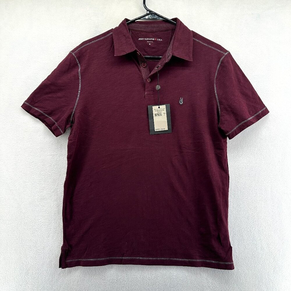 John Varvatos Mens Short Sleeve Polo Shirt NEW Maroon Red Retail $78 100% Cotton